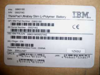 NEW IBM T40 ThinkPad Ultrabay Slim Li Battery 08K8190  