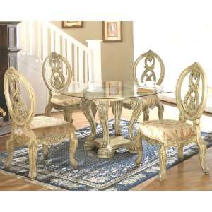  5pc Dining Set with Glass Top Table in White MCFD6009 1 