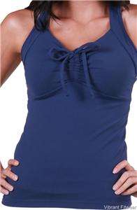 Body Angel Tied Bow Tank Top Activewear Fitness NWT Yoga Navy S M L 