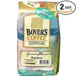 Boyers Coffee Hazelnut (Ground), 16 Ounce Bags (Pack of 2)  