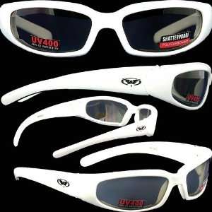 Chicago Foam Padded Sunglasses   Motorcycle/ATV/Sports Eyewear White 
