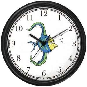  Fish Cartoon Animal Wall Clock by WatchBuddy Timepieces (Slate 
