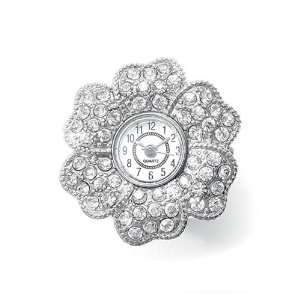  Mariell ~ Pave Crystal Flower Stretch Watch Ring Jewelry