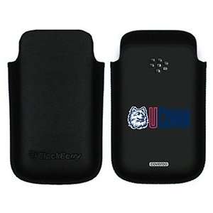  UConn Huskies Mascot on BlackBerry Leather Pocket Case 