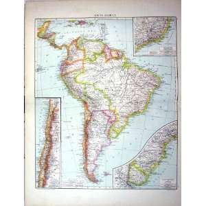  Antique Map C1893 South America Rion Janeiro Uruguay 