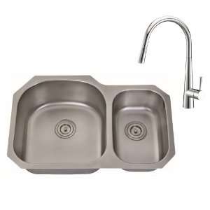 Ruvati RVC2532 Stainless Steel Kitchen Sink and Polished Chrome Faucet 