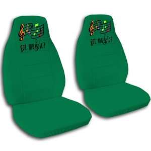  2 Emerald Green seat covers with Music Notes for a 2006 to 2011 
