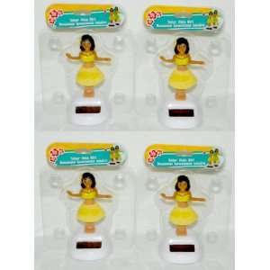  Solar Powered Dancing   HULA GIRL (4 Pack   Yellow Outfit 