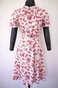 Vtg 60s MOD Floral Autumn Trees Country Swing DRESS  