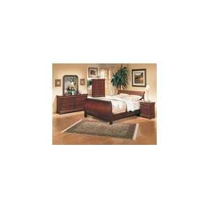  6 Piece Louis Philippe Cherry Sleigh Bedroom Furniture Set 