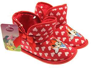 NEW GIRLS MINNIE MOUSE SLIPPERS HEART BOOTIE KIDS UK SIZES 6 12  