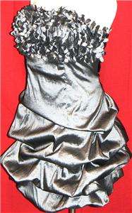 SIZE 22/24~3X~sexy~SILVER~formal~SATIN~TIERED~prom~PARTY~strapless 