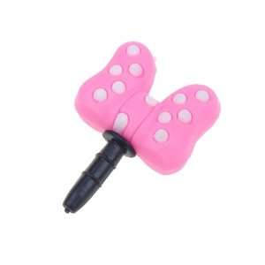  3.5mm Pink Butterfly Stereo Headset Dustproof Plug Ear Cap 