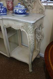   PAINT ANTIQUE LOUIS XV FRENCH SIDEBOARD SERVER VITRINE 1870  
