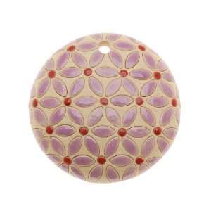 Golem Design Studio Glazed Ceramic Pendant Lilac/Red Flower Design 