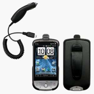 Holster Case w/ Ratcheting Belt Clip & Car Charger for Sprint HTC Hero