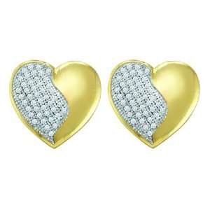   Gold 1/4 ct. Micro Pave Set Diamond Heart Earrings Katarina Jewelry