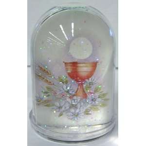 Communion Glitter Dome with Prayer in the Back   Host and Chalice 