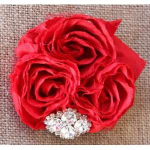  The Rebecca Red Jeweled Flower Hair Clip Beauty