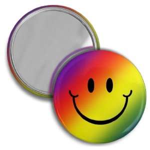   Rainbow Smiley Face Funny 2.25 Inch Pocket Mirror 
