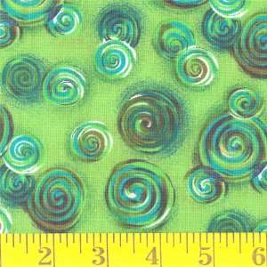  45 Wide Swirling Lollipop Green Fabric By The Yard Arts 