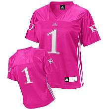 adidas Kansas Jayhawks Womens Fashion Pink Ribbon Football Jersey 