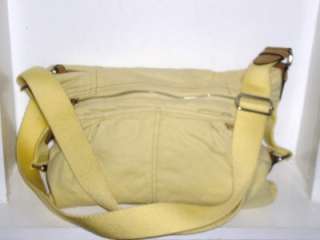FOSSIL Light Yellow Canvas And Tan Leather Convertible Cross Body 