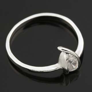 Silver Plated Simple Women Wedding Ring Pure CZ SZ 9  