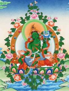 Grüne Tara Thangka Gemälde Nepal Buddha Buddhismus Green Tara 