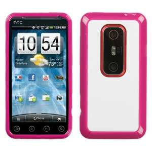  Sprint HTC EVO 3D TPU Gel GUMMY Hard Skin Case Phone Cover Hot Pink 