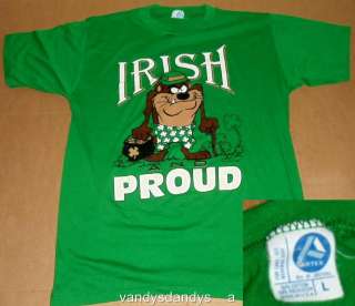 vtg TAZ irish PROUD large L shirt 80s artex ST patricks  