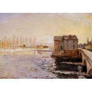   24 x 18 inches   The Moret Bridge and Mills under Snow