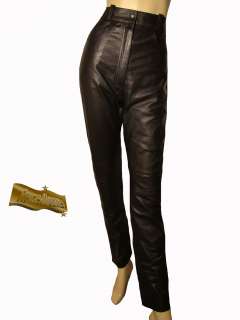 Lederkombi Leder Hose Gr. L schwarze Damen leather pant Lederhose high 