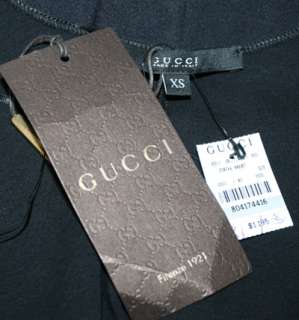 NEW $1195 GUCCI 2011 Black JERSEY SLIM HUGGING CUT DRESS w/ LEATHER 