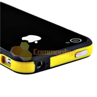 Yellow/Black Bumper w/ Button TPU Case Cover+PRIVACY Protector for 