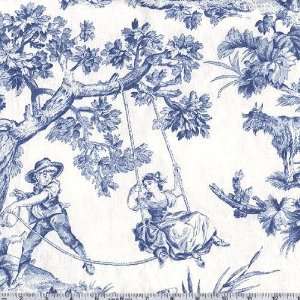  60 Wide Village Play Toile White Fabric By The Yard 