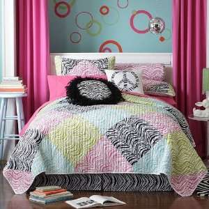    Seventeen Zebra Peace Coverlet and Accessories