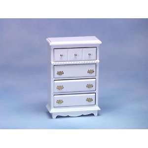    Dollhouse Miniature White Chest of Drawers 