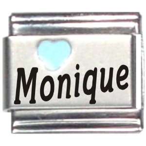  Monique Light Blue Heart Laser Name Italian Charm Link 