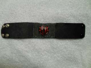 HARLEY WOMENS CHAIN AND LEATHER CUFF BRACELET ARMBAND  