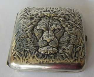 Antique Webster Sterling Silver Lion Cigarette Case RARE  
