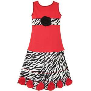 AnnLoren Girls Boutique Ruby Zebra Capri Pants & Tank Top Outfit size 