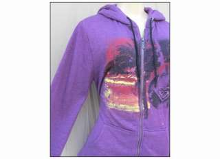 NEW ROXY Junior Womens Purple Hoodie Sweater w/ Sunset Graphic MEDIUM 