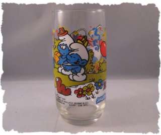 Vintage 1983 Clumsy Smurf Libbey Character Drink Glass  