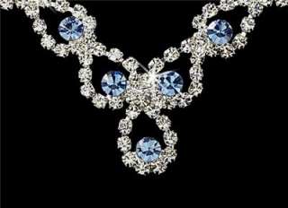  Sparkling Light Blue Crystal Necklace And Earring Set New  