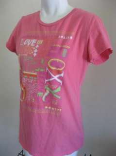 Vintage Juniors ROXY Paradise Retro SURF Pink T Shirt L  