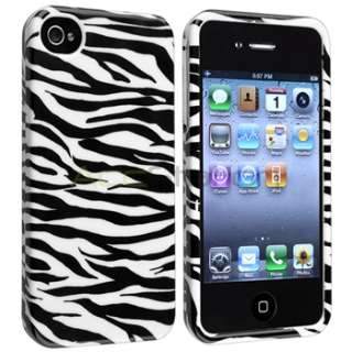 White/Black Zebra Hard Clip on Case Cover for iPhone 4 4th G 4S USA 