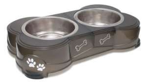 Stainless Steel Brown Dolce Double Diner Quart Dog Bowl  