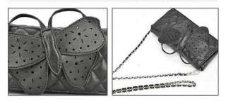 Fashion Women Lattice Butterfly PU Leather Clutch handbag Shoulder Bag 