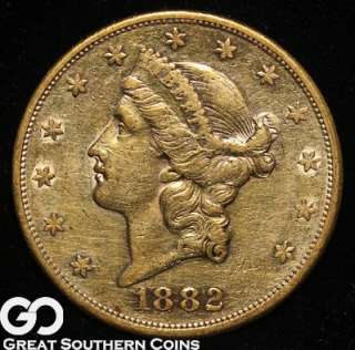 1882 S $20 GOLD Liberty Double Eagle CHOICE AU Details  